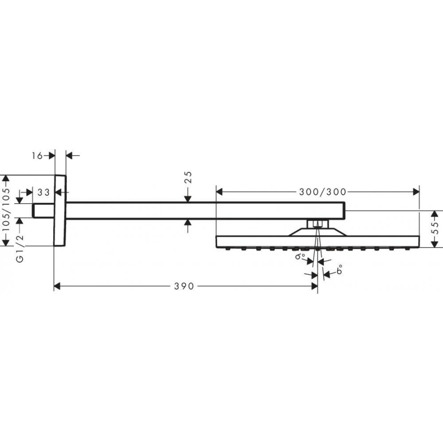 Верхний душ hansgrohe Raindance E 300 1jet 26238700 с держателем