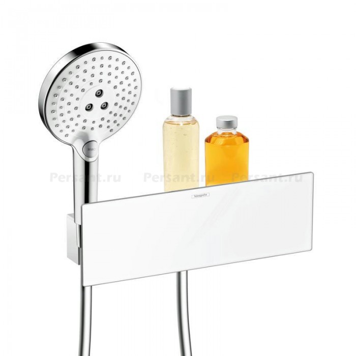 Держатель для душа Hansgrohe FixFit Porter с полкой 26456400 белое стекло/хром
