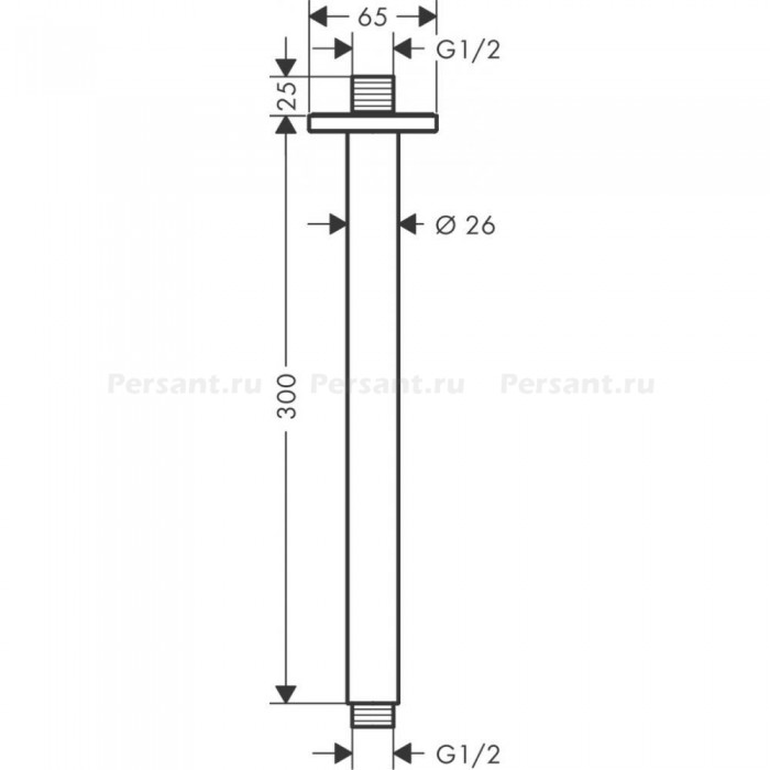Держатель верхнего душа Hansgrohe Vernis Shape 26407670 30 см, черный матовый