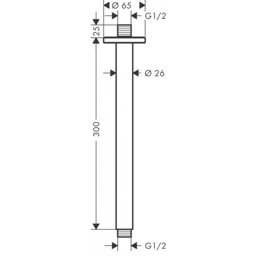 Потолочное подсоединение hansgrohe Vernis Blend 27805000 300 мм хром