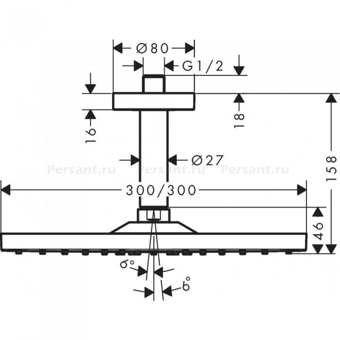 Верхний душ hansgrohe Raindance E 300 1jet 26250700 белый матовый