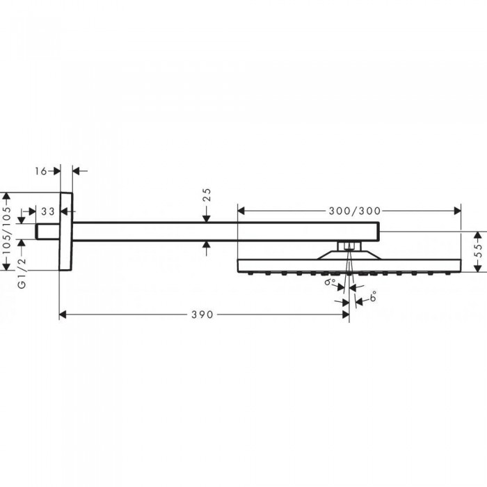 Верхний душ hansgrohe Raindance E 300 1jet 26238670 с держателем