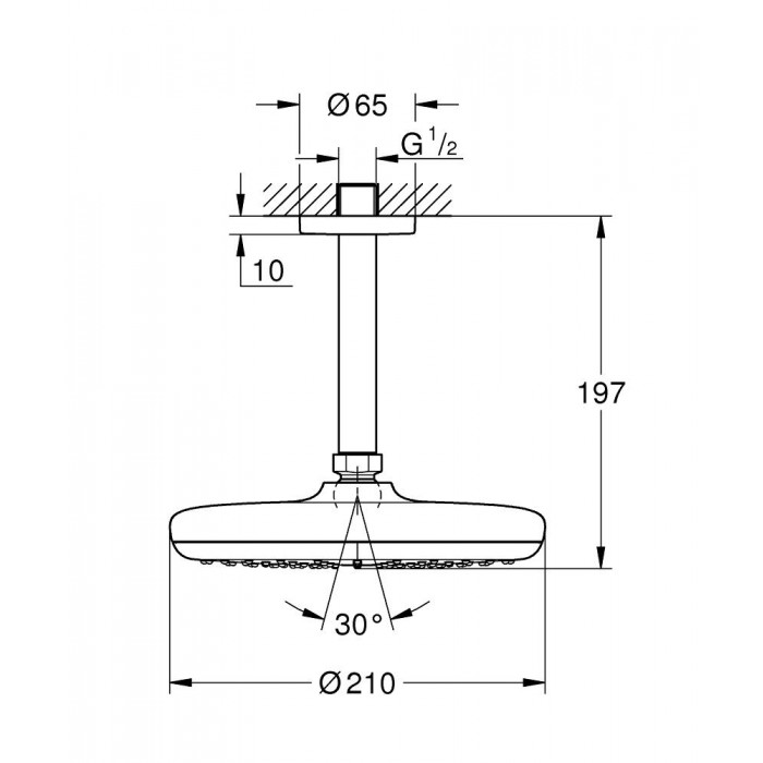 Верхний душ GROHE New Tempesta Classic 26413000