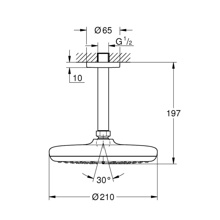 Верхний душ GROHE New Tempesta Classic 26413000