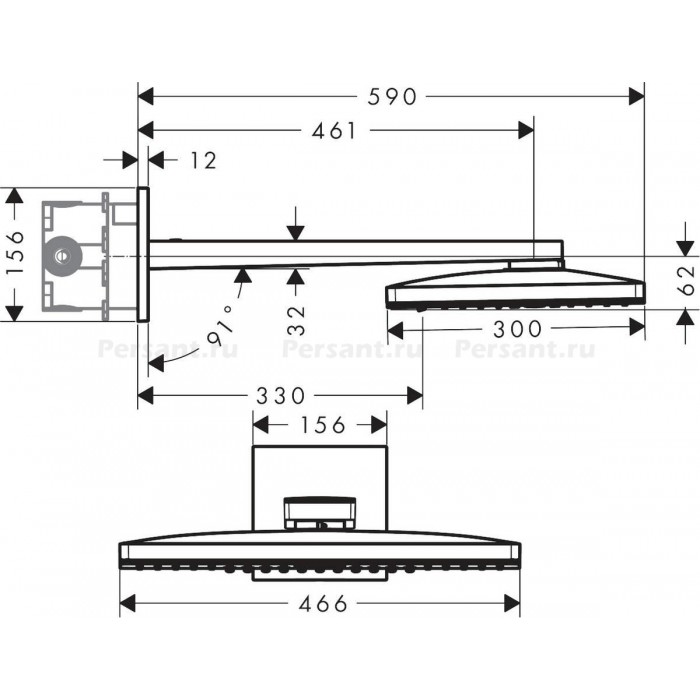 Верхний душ Hansgrohe Rainmaker Select 460 2jet 24005400 хром/белый