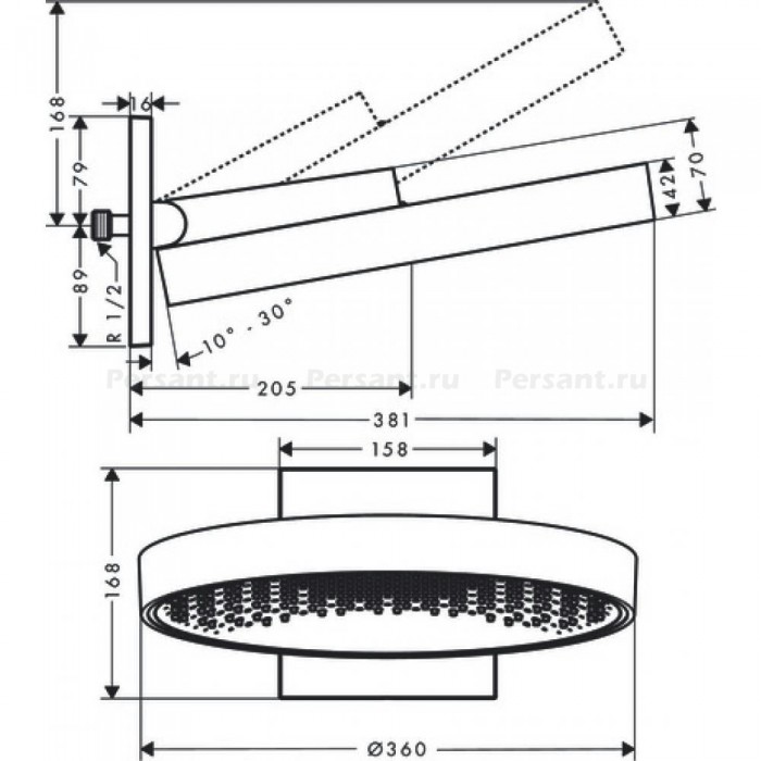 Верхний душ Hansgrohe Rainfinity 360 1jet 26230670 черный матовый