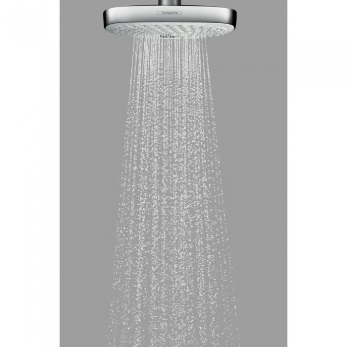 Верхний душ hansgrohe Raindance Select E 300 2jet EcoSmart 26608400 9 л/мин с потолочным подсоединением белый/хром