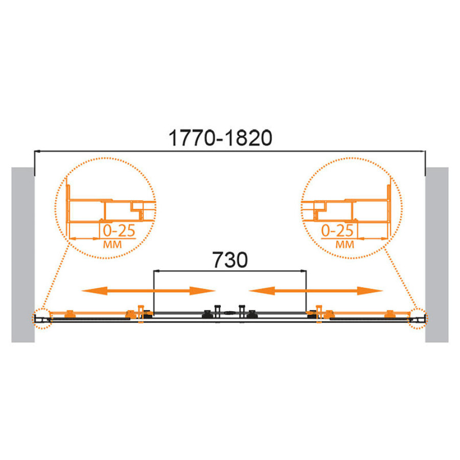 Душевая дверь Cezares Molveno 180 MOLVENO-BF-2-180-P-Cr профиль Хром стекло рифленое