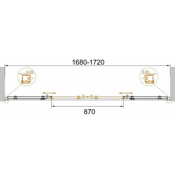 Душевая дверь Cezares Anima 170 ANIMA-W-BF-2-170-P-Cr профиль Хром стекло рифленое
