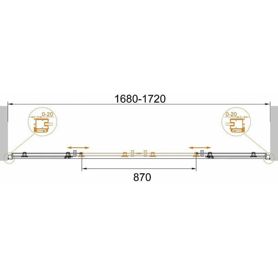 Душевая дверь Cezares Anima 170 ANIMA-W-BF-2-170-P-Cr профиль Хром стекло рифленое