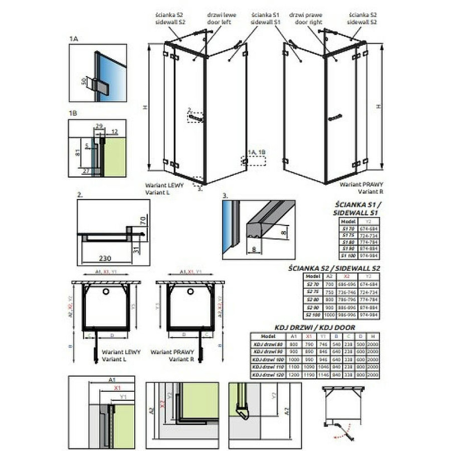 Душевая стенка Radaway Euphoria S2 80 383031-01 профиль Хром стекло прозрачное