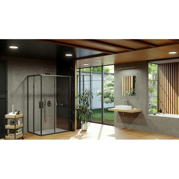 Душевая дверь Ravak Blix Slim BLSRV2K-100 X1XMA0300Z1 профиль Черный матовый стекло Transparent