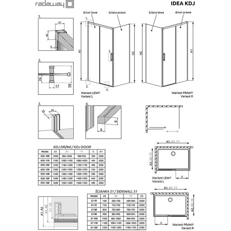 Душевая дверь Radaway Idea KDJ 160 R 387046-01-01R профиль Хром стекло прозрачное