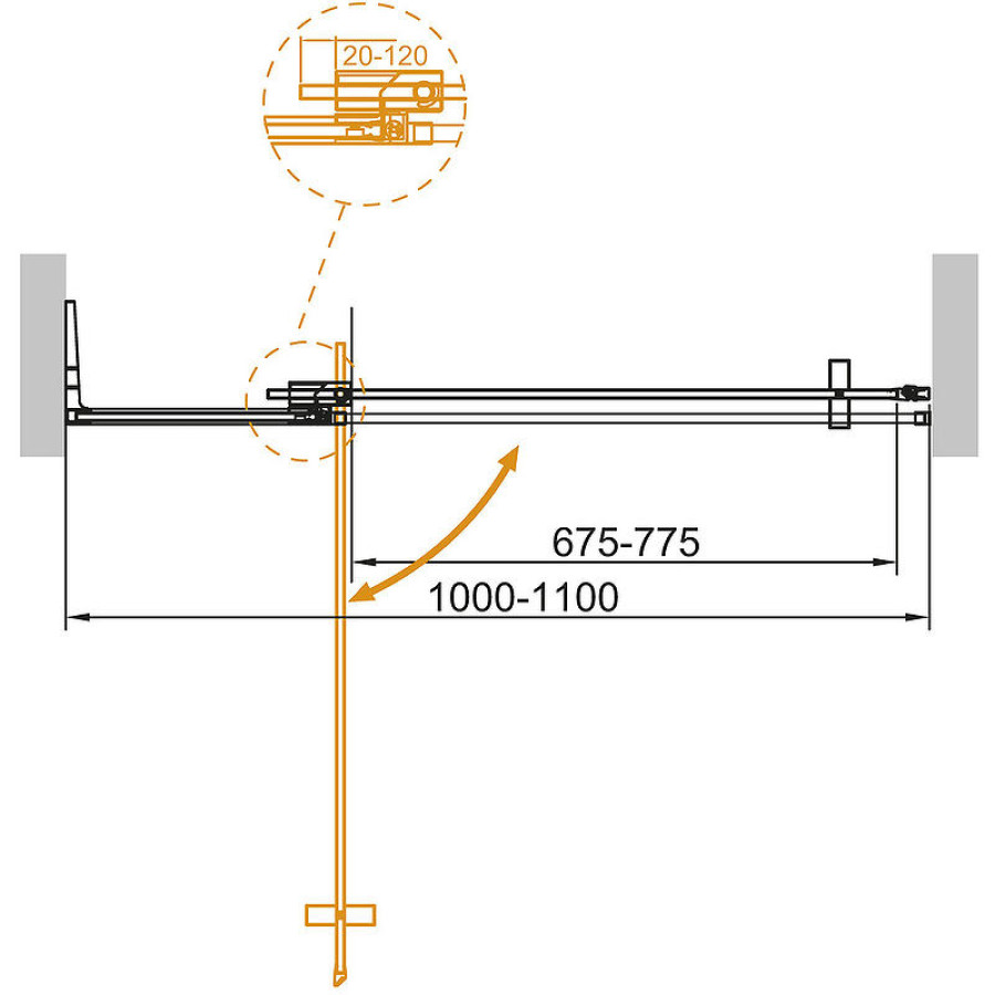 Душевая дверь Cezares Slider 110 SLIDER-B-1-100/110-C-NERO профиль Черный матовый стекло прозрачное