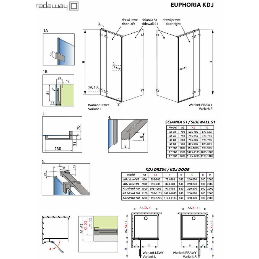 Душевая дверь Radaway Euphoria KDJ 50 383512-01R профиль Хром стекло прозрачное