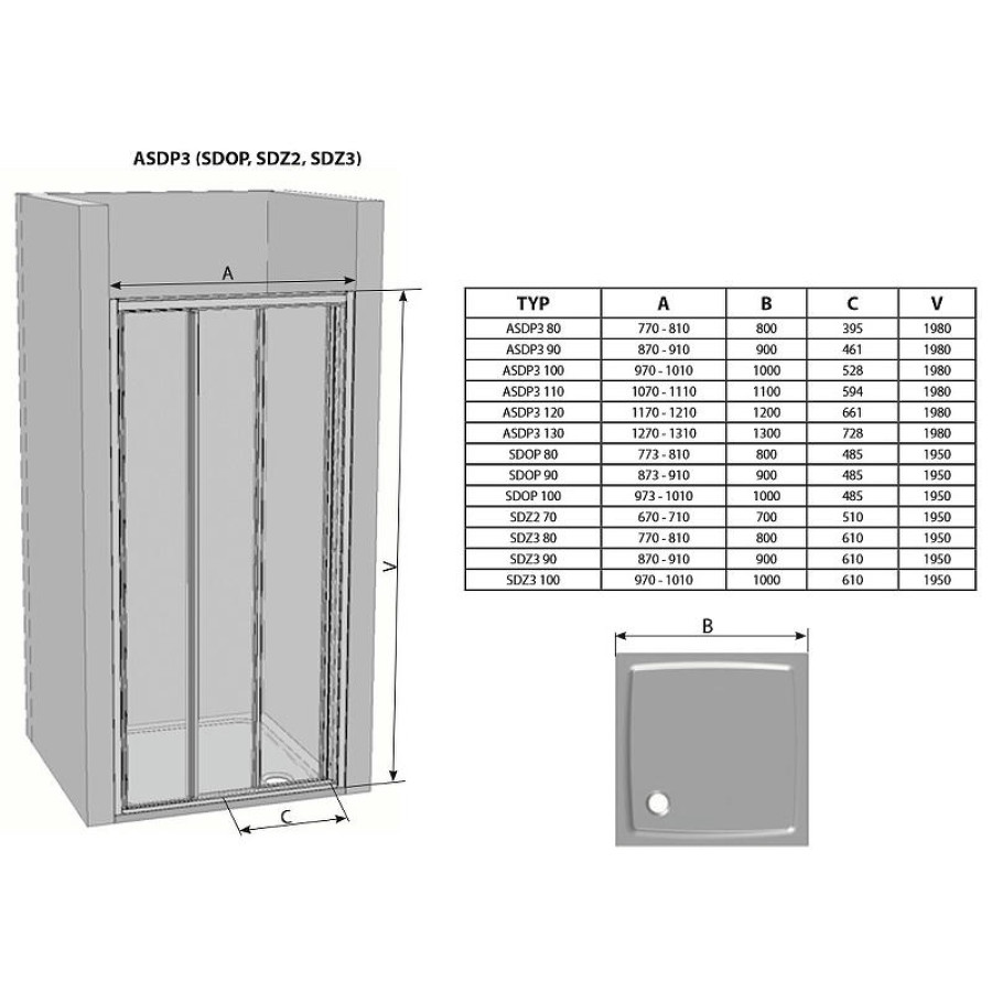 Душевая дверь Ravak Supernova ASDP3-90 00V70UR2ZG профиль Сатин стекло Grape