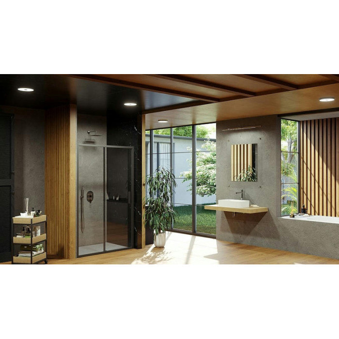 Душевая дверь Ravak Blix Slim BLSDP2-120 X0PMG0300Z1 профиль Черный матовый стекло Transparent