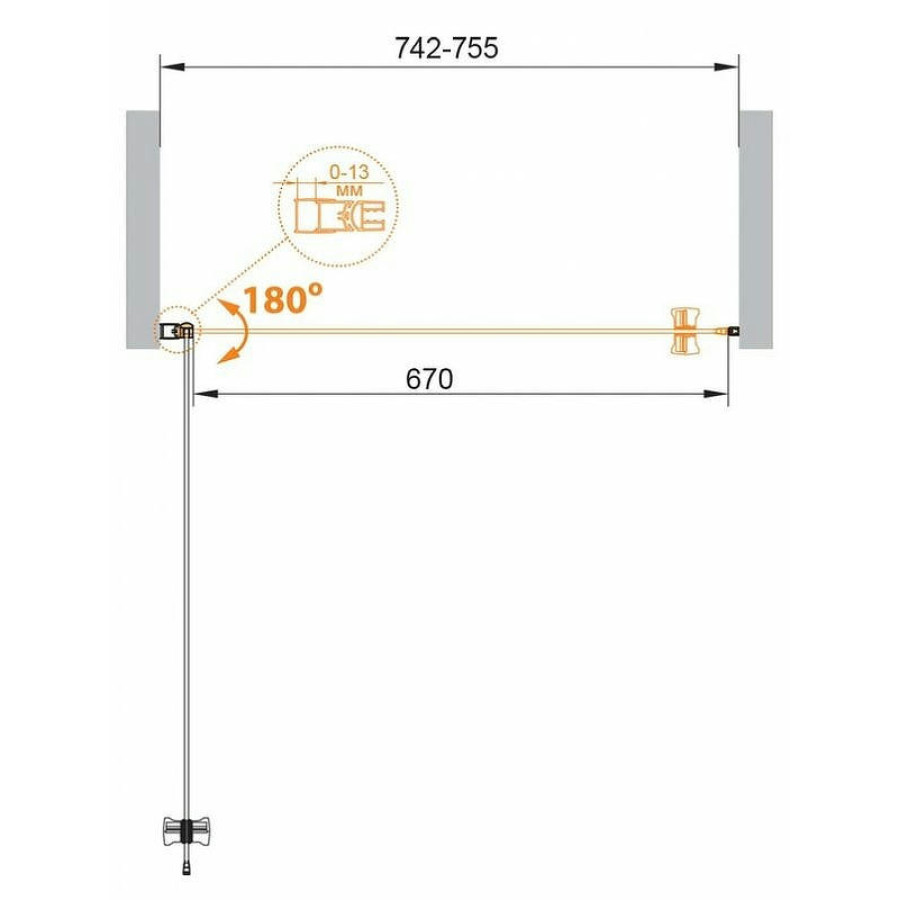 Душевая дверь Cezares Eco 75 ECO-O-B-1-75-P-Cr профиль Хром стекло рифленое