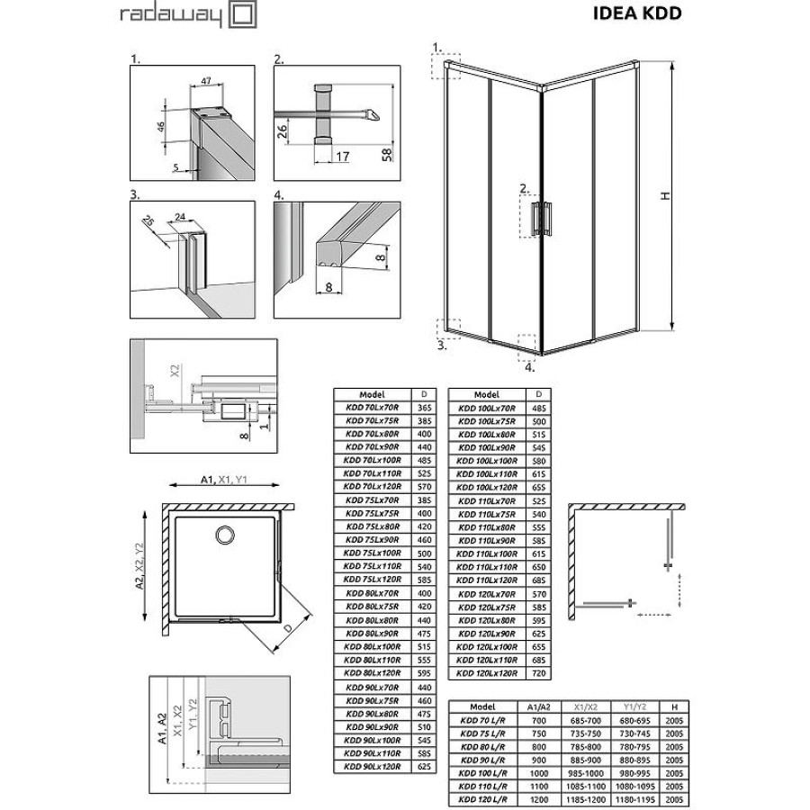 Душевая дверь Radaway Idea KDD 80 L 387061-01-01L профиль Хром стекло прозрачное