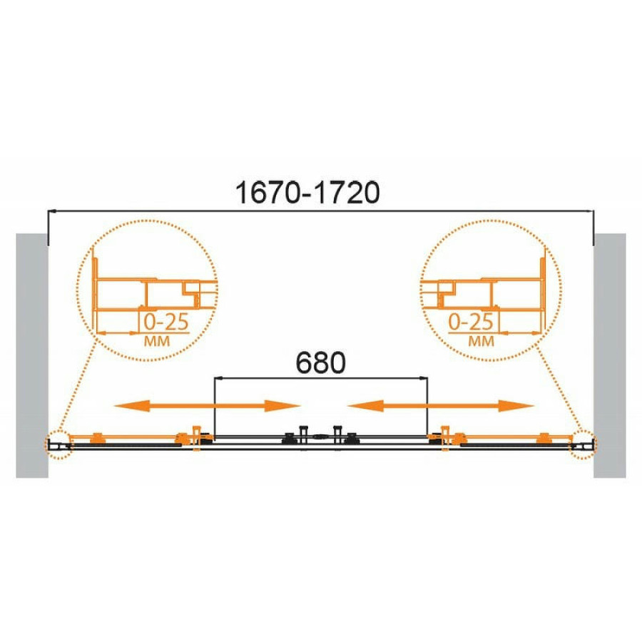 Душевая дверь Cezares Molveno 170 MOLVENO-BF-2-170-P-Cr профиль Хром стекло матовое