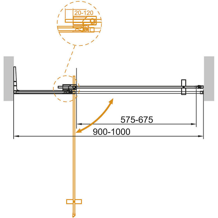 Душевая дверь Cezares Slider 100 SLIDER-B-1-90/100-BR-NERO профиль Черный матовый стекло бронзовое