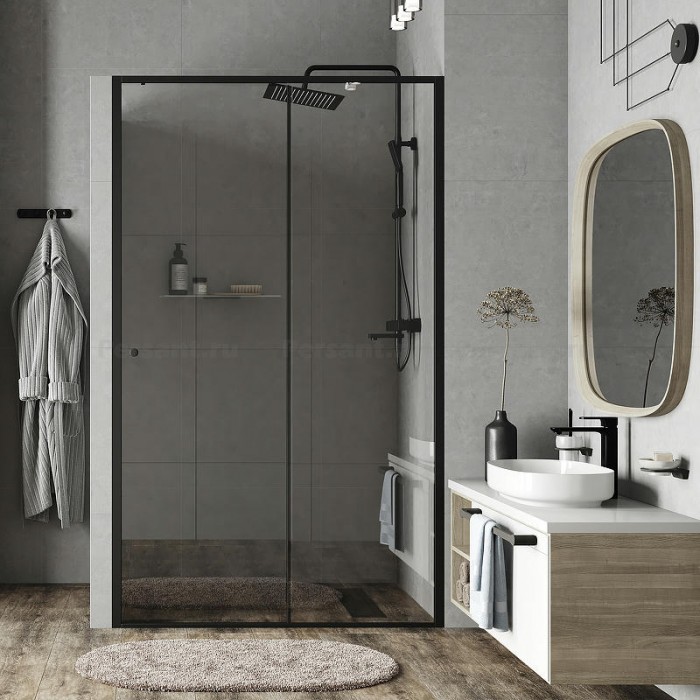 Душевая дверь WasserKRAFT Dill 120 61S05 профиль Черный матовый стекло прозрачное