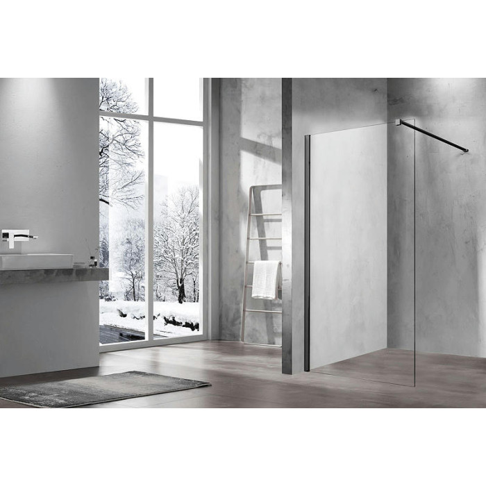 Душевая перегородка Vincea Walk-In 100 VSW-1H100CLB профиль Черный матовый стекло прозрачное