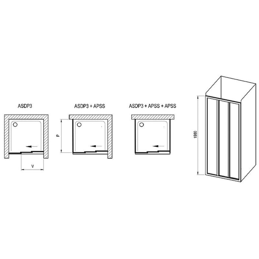 Душевая дверь Ravak Supernova ASDP3-110 00VD03R211 профиль Черный матовый витраж пластик Pearl