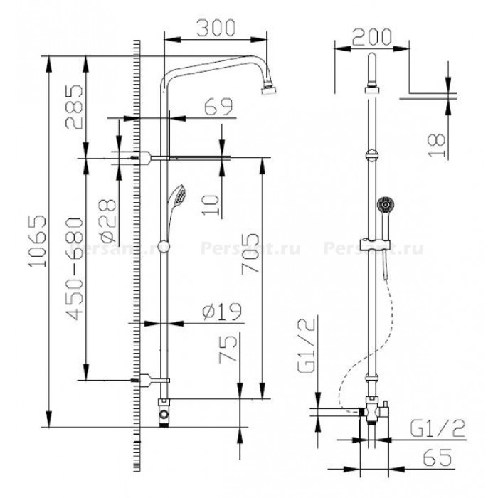 Душевая стойка Bravat FIT D283CP-2A-RU