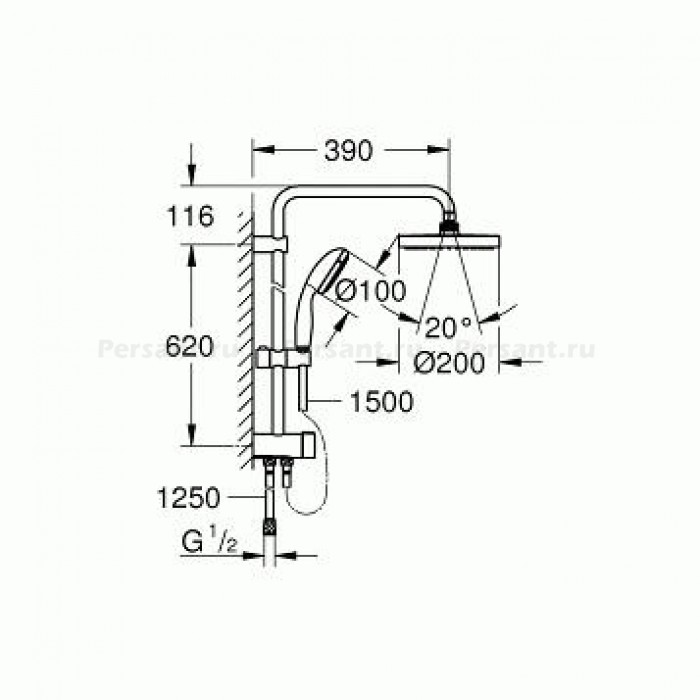 Душевая система GROHE New Tempesta 200 27389002