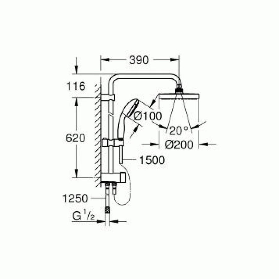 Душевая стойка GROHE New Tempesta 200 27389002