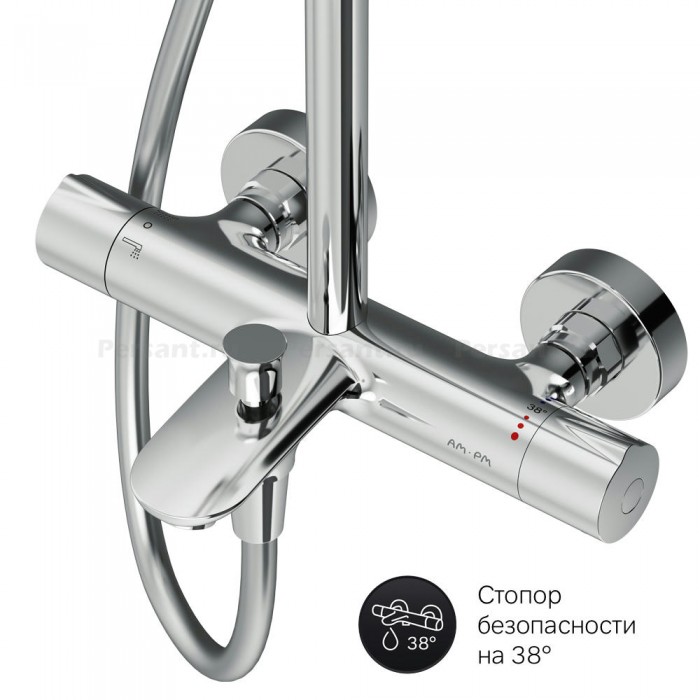Душевая стойка AM.PM Like F0780564 с термостатом для ванны, хром