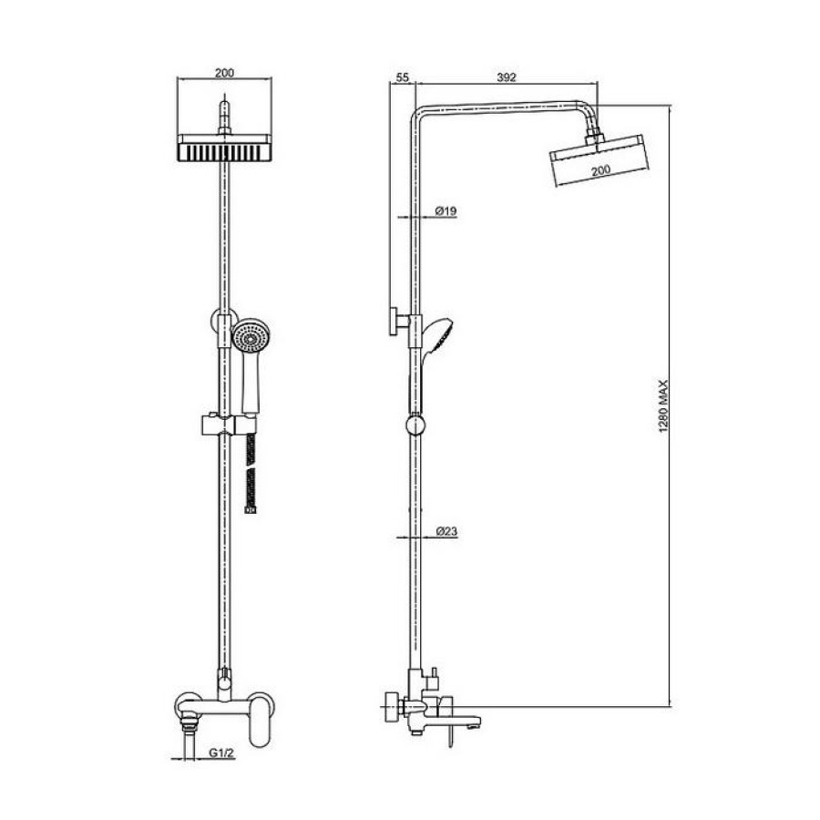 Душевая стойка Bravat OPAL F6125183CP-A1-RUS