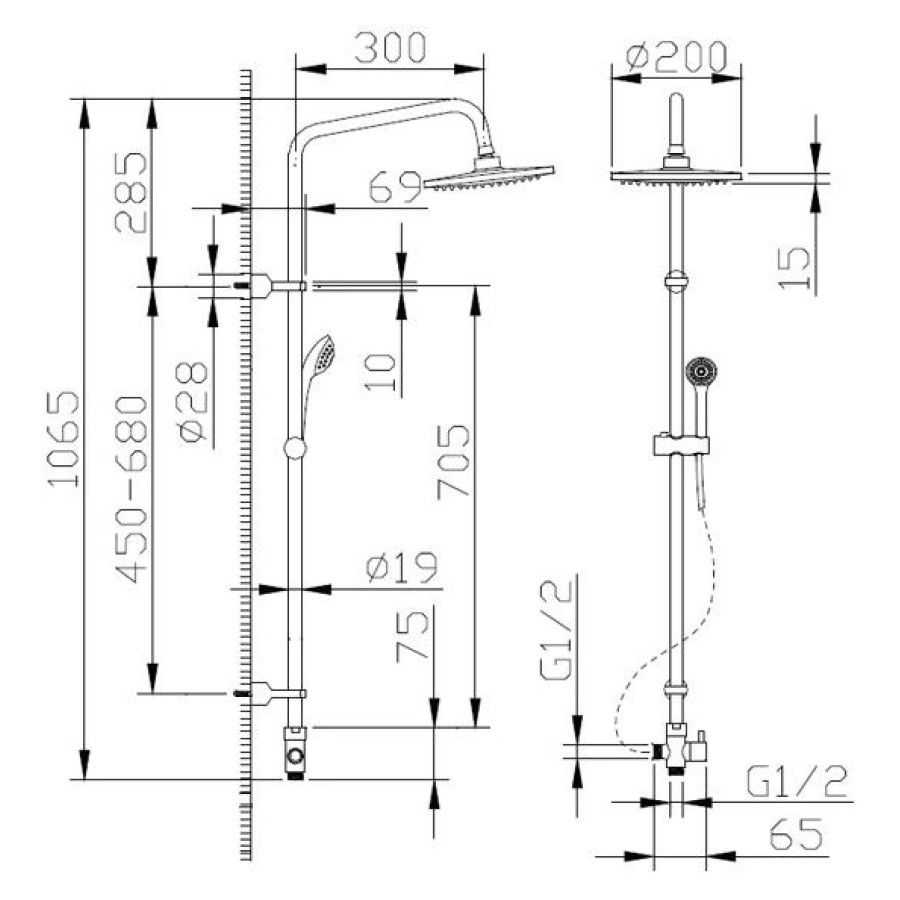 Душевая стойка Bravat FIT D283CP-2-RUS