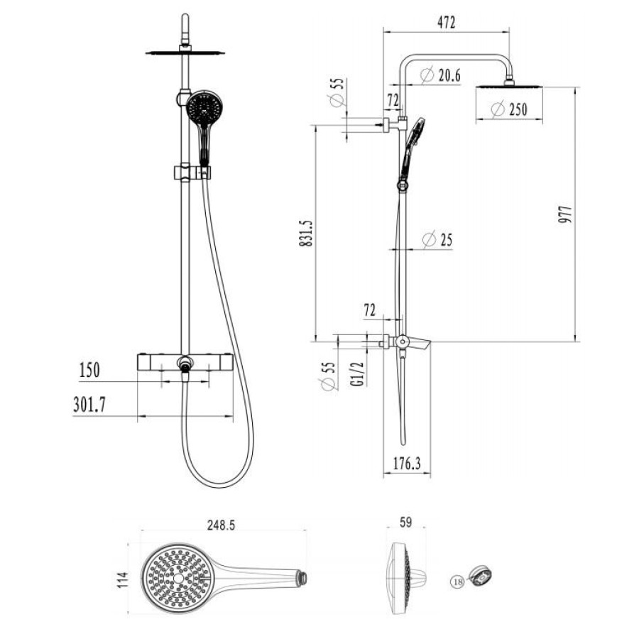 Душевая стойка Villeroy&Boch Embrace PLUS TVS1082500461