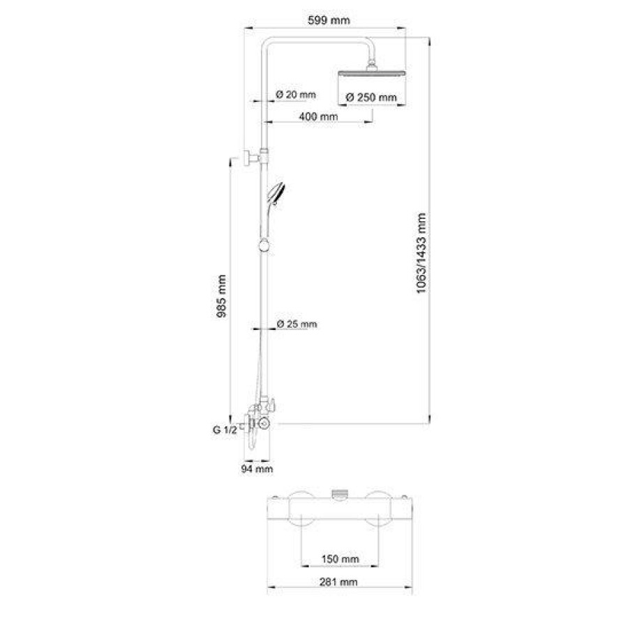 Душевая стойка WasserKRAFT A13302 Thermo