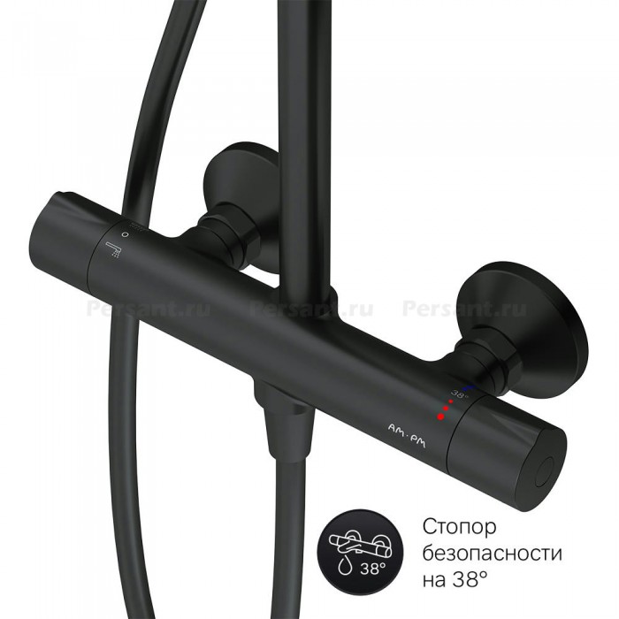 Душевая стойка AM.PM Like F0780422 с термостатом, черная матовая