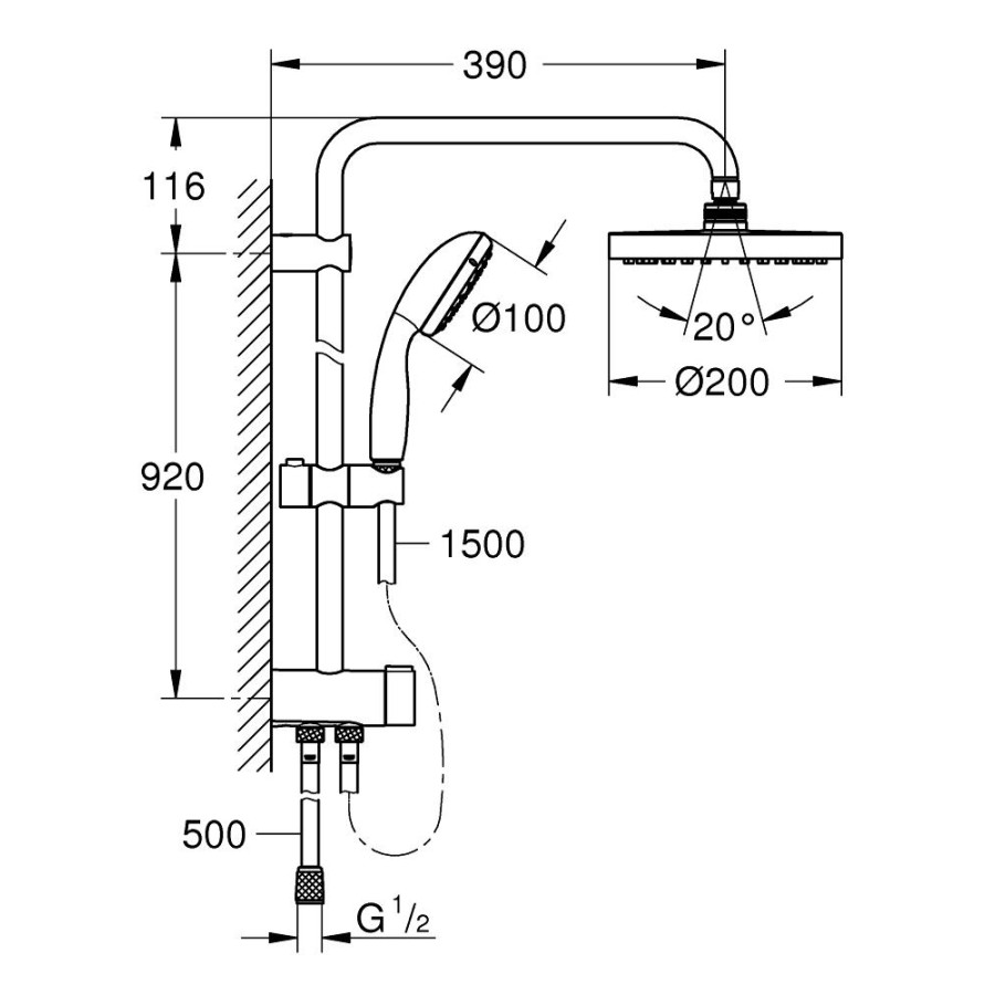 Душевая стойка GROHE New Tempesta 26452001