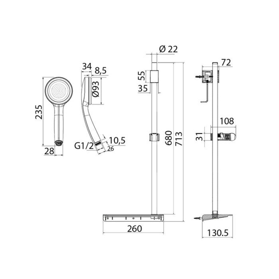 Душевой гарнитур IDDIS SpaHome SPA1F68i16