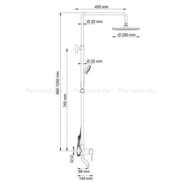 Душевая стойка WasserKRAFT A14401 хром