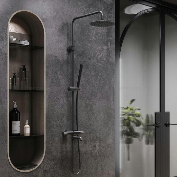 Душевая стойка Damixa Scandinavian Pure 936810300 с термостатом, черная
