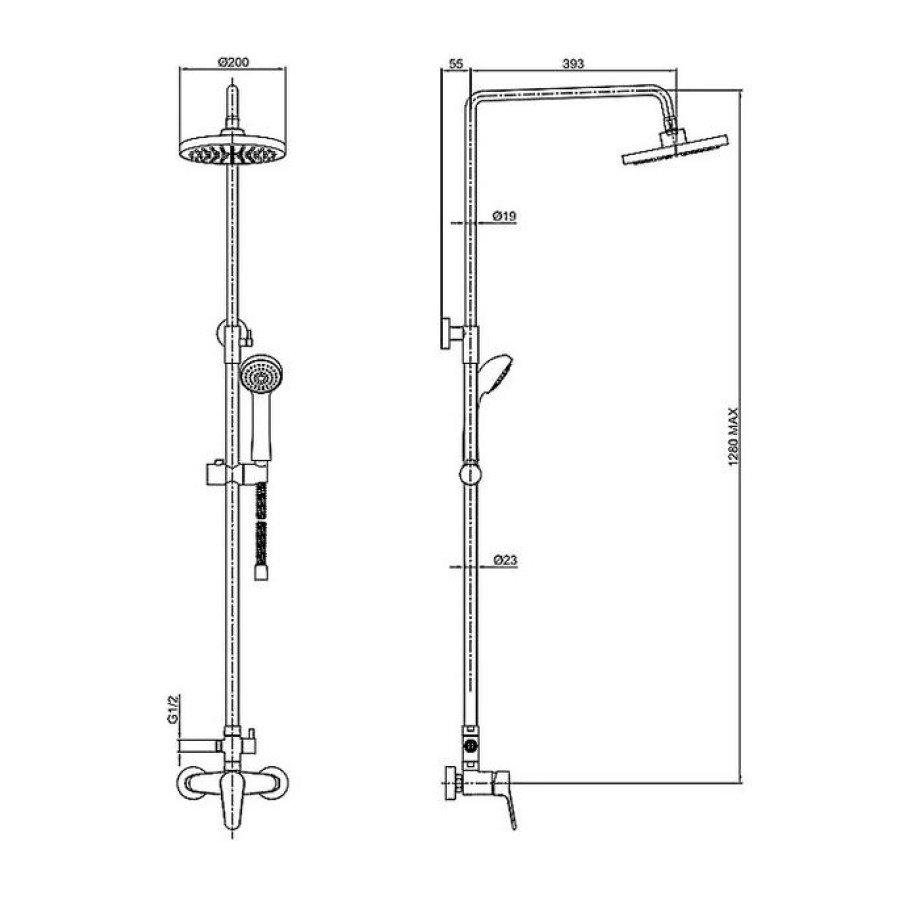 Душевая стойка Bravat OPAL F9125183CP-A1-RUS