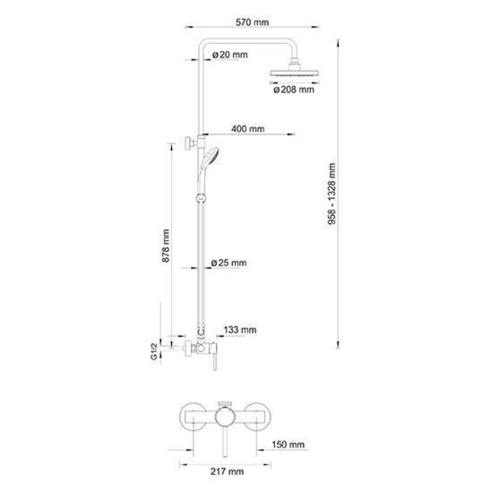 Душевая стойка WasserKRAFT A12202