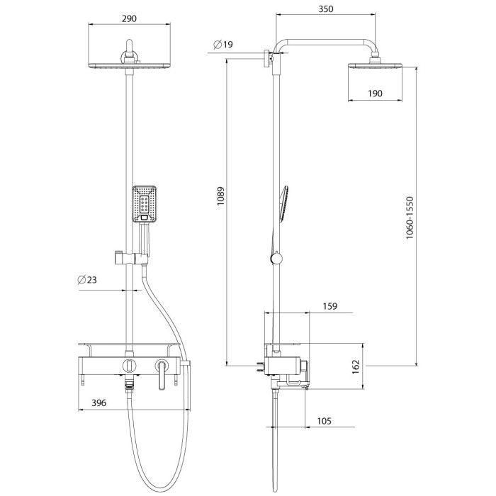 Душевая стойка Lemark Mista LM6462WG