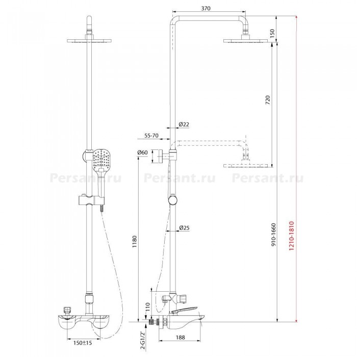 Душевая стойка Lemark Bellario LM6862C хром