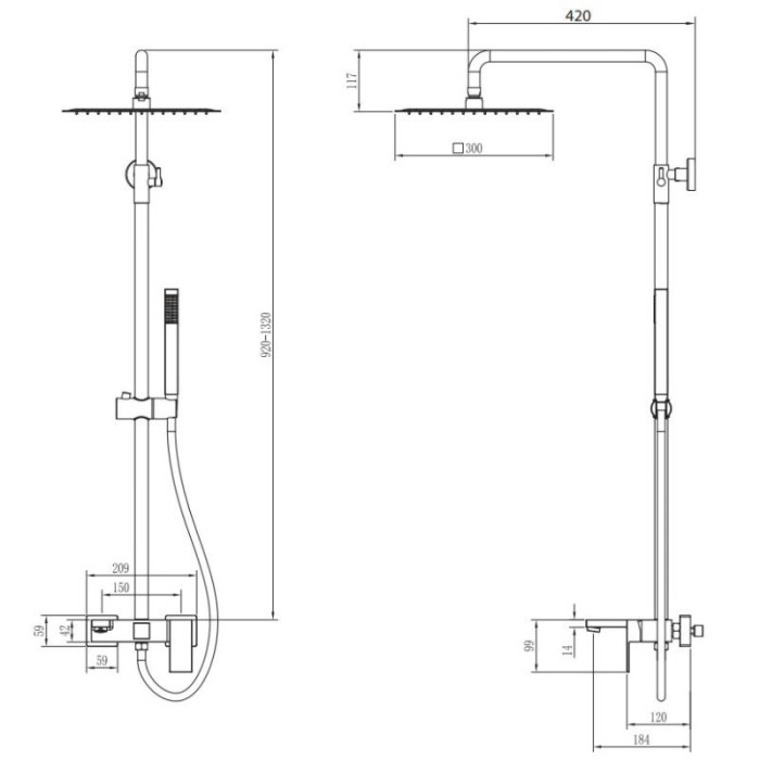 Душевая стойка Boheme Qubic 478-BR бронза