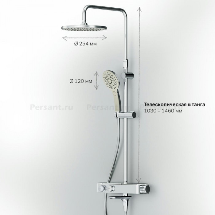 Душевая стойка AM.PM Inspire 2.0 F0750A500 с термостатом для ванны, хром