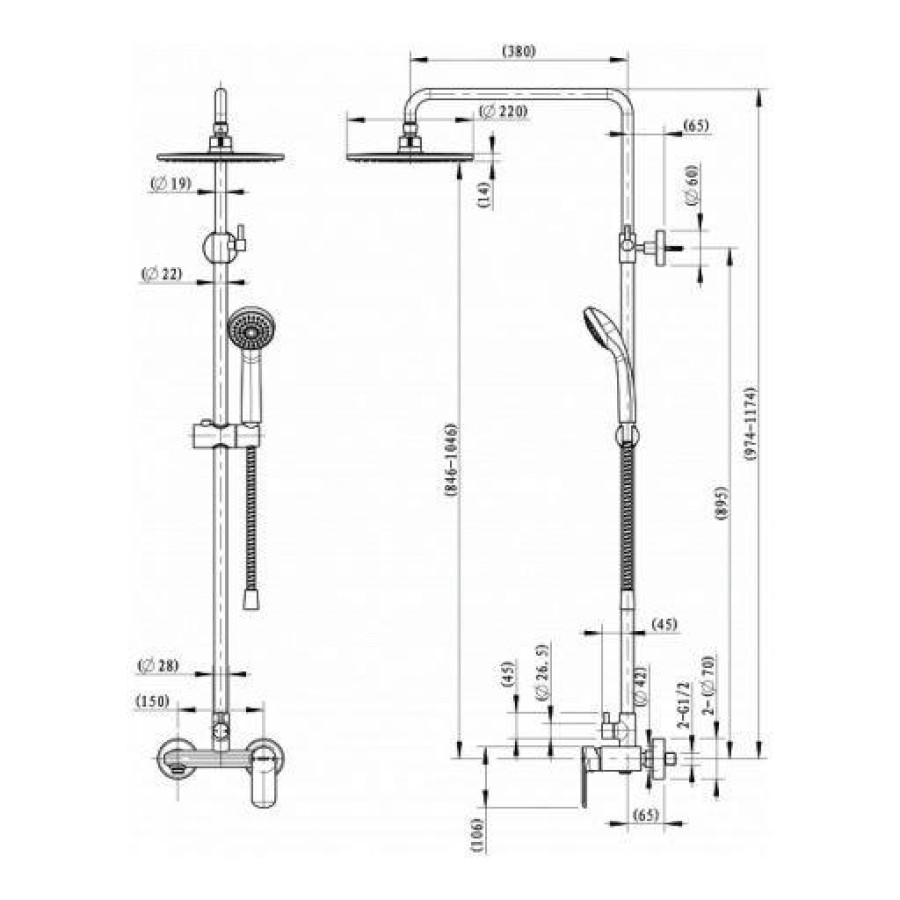 Душевая стойка Bravat Opal R F9125183CP-A2-RUS