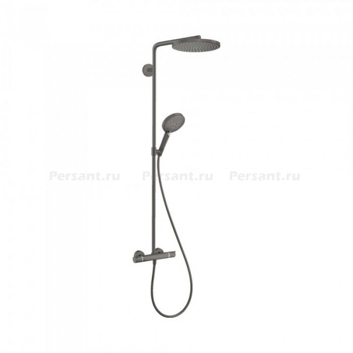 Душевая стойка Hansgrohe Showerpipe 240 1jet PowderRain 27633340 черный хром шлифованный, с термостатом