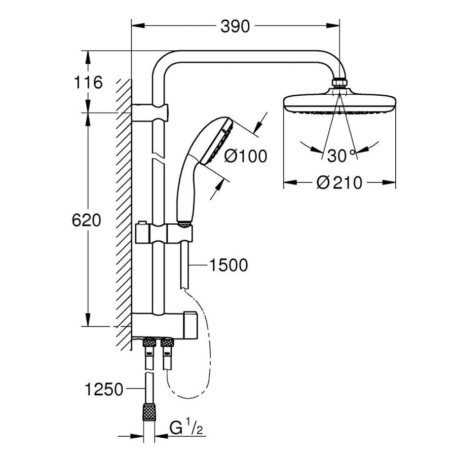 Душевая стойка GROHE New Tempesta System 26381001